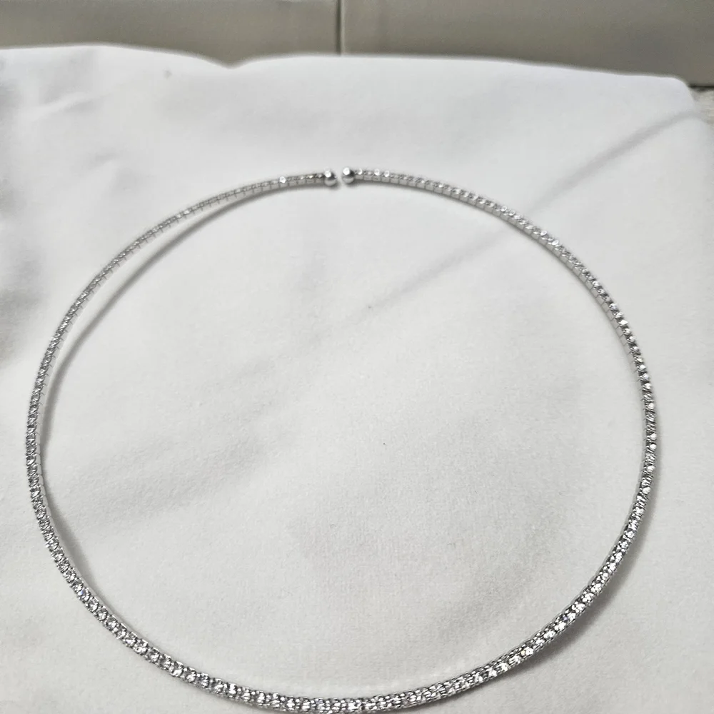 Diamonique Elegant Choker/Tennis Necklace - Picture 2 of 2